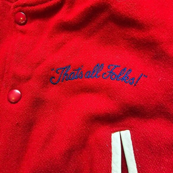 Vintage Varsity Jacket Looney Tunes Wool Leather Warner Bros Kids XS Embroidered - Picture 6 of 16